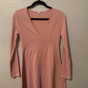 Chic Long Sleeve Pink Dress